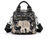 Ethnic Elephant Tote Shoulder Bag for Women - Ladies Cross-Body Handbags - 8 Pockets Small Size Women Bags - Daily Travel Holiday Messenger Bag